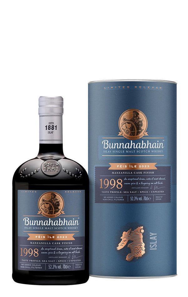 1998 Bunnahabhain, Fèis Ìle 2023, Manzanilla Cask Finish, Islay, Single Malt Whisky (52.3%)